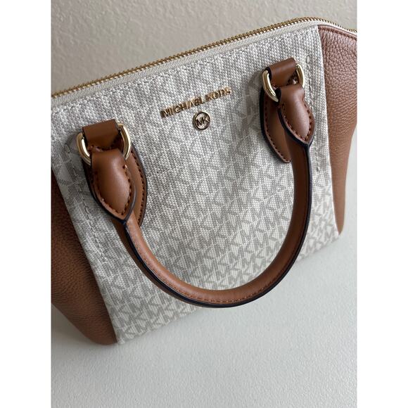 Michael Kors Sienna Medium Logo Messenger Convertible Bag Off-White and Brown - Picture 7 of 16